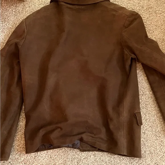 1960’s BROWN SUEDE jacket, medium-weight, button-down, 1960’s, sz 6 PETITE - Picture 3 of 7